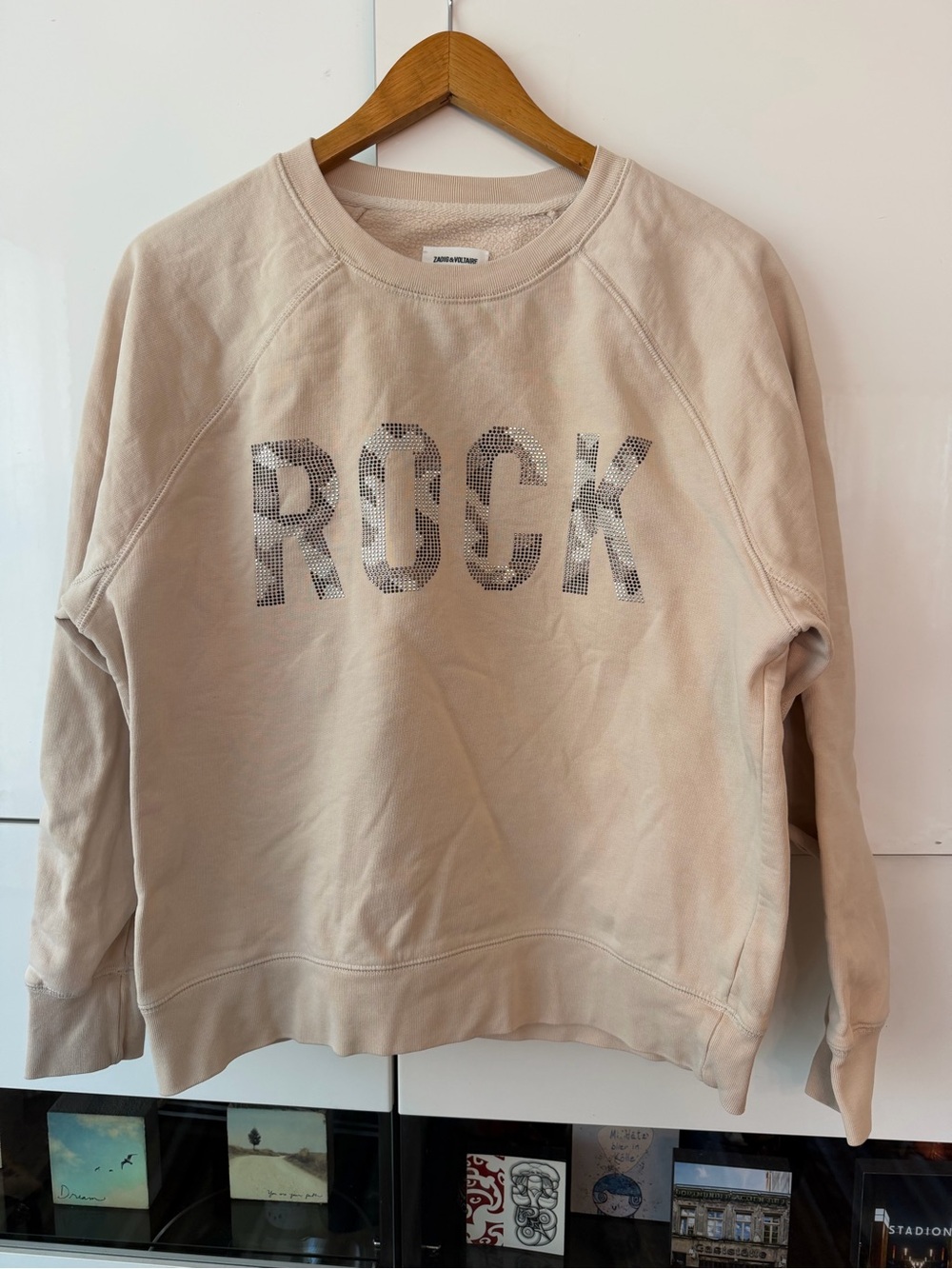 Zadig & Voltaire upper Camo Rock Strass crewneck in cream.